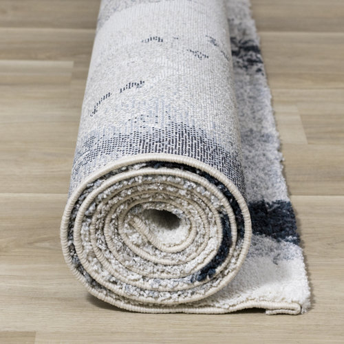 Red Barrel Studio® Mckenzie Performance Gray/Cream/Blue Rug & Reviews